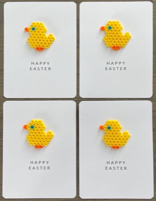 Set of 4 Happy Easter cards with a yellow chick on each one