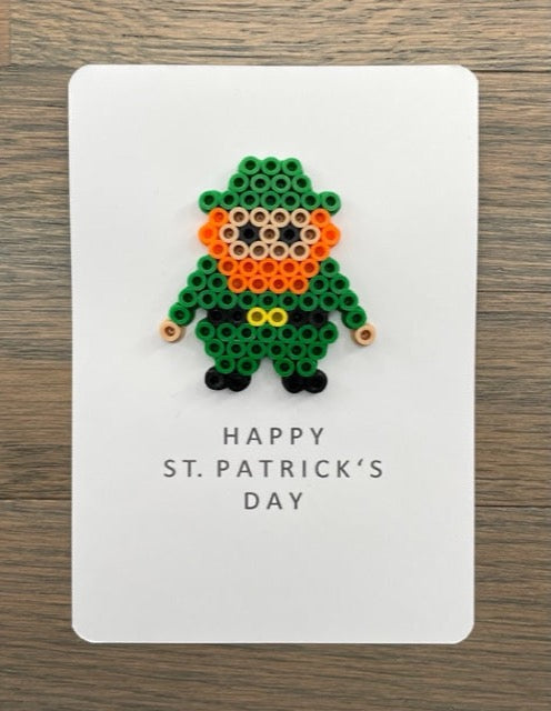 Picture of a Happy St. Patrick's Day card with a leprechaun on it