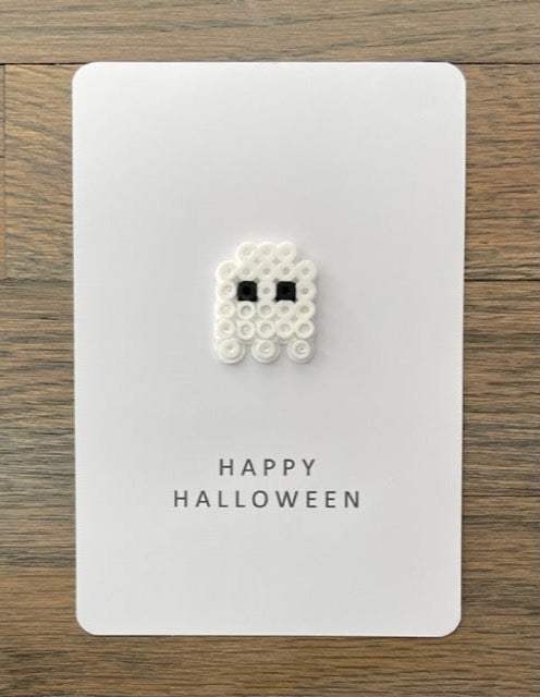 Picture of a Happy Halloween card with a ghost on it