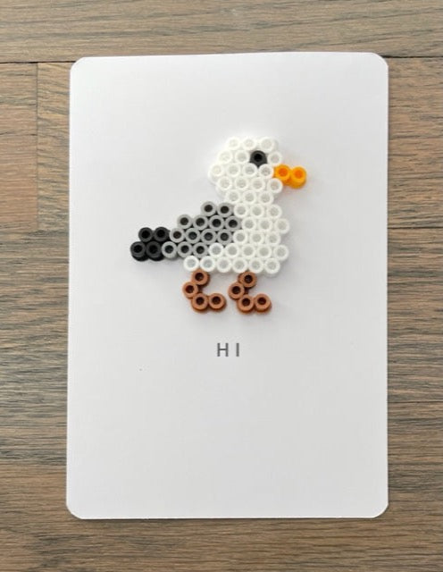 Picture of a Hi card with a seagull on it