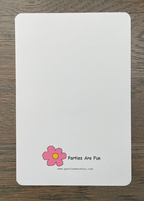 Picture of the Parties Are Fun logo on the back of the card