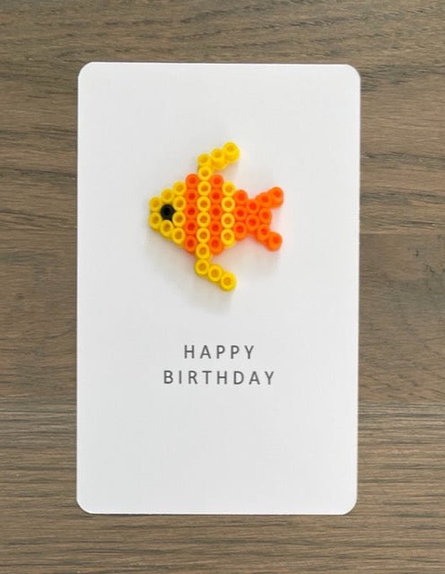 Picture of Orange and Yellow stripe fish on Happy Birthday card.